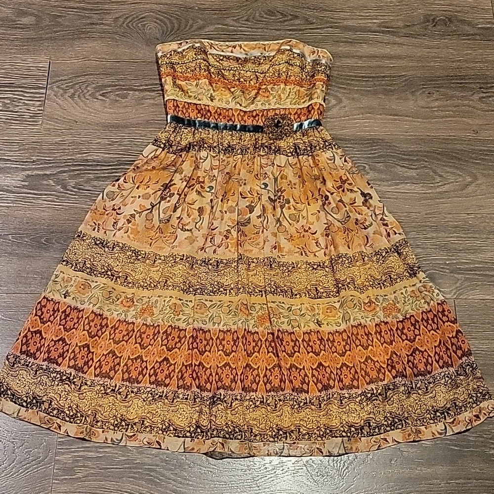 ❤️ DAVID MEISTER SILK BEADED STRAPLESS DRESS, 6